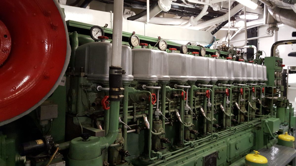 Main engine in the engine room